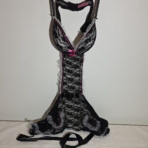 Elegant Black and Pink Lace Chemise